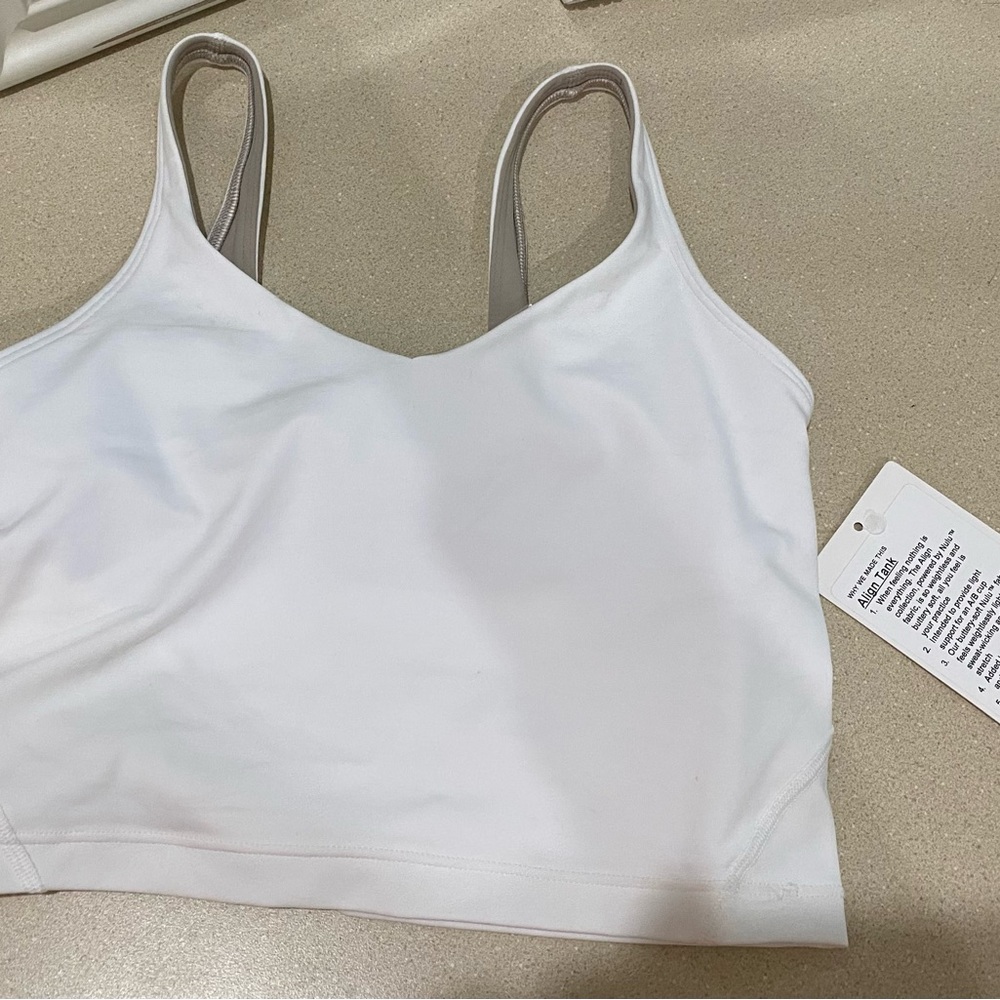 Lululemon white align tank size 4 new with tags smoke free home.